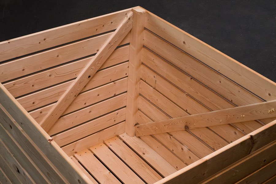 Kartoffelkisten 1400x1200x1200 mm Außenmaß gehobelt Kanten gerundet Seitenbretter verleimt – Bild 2
